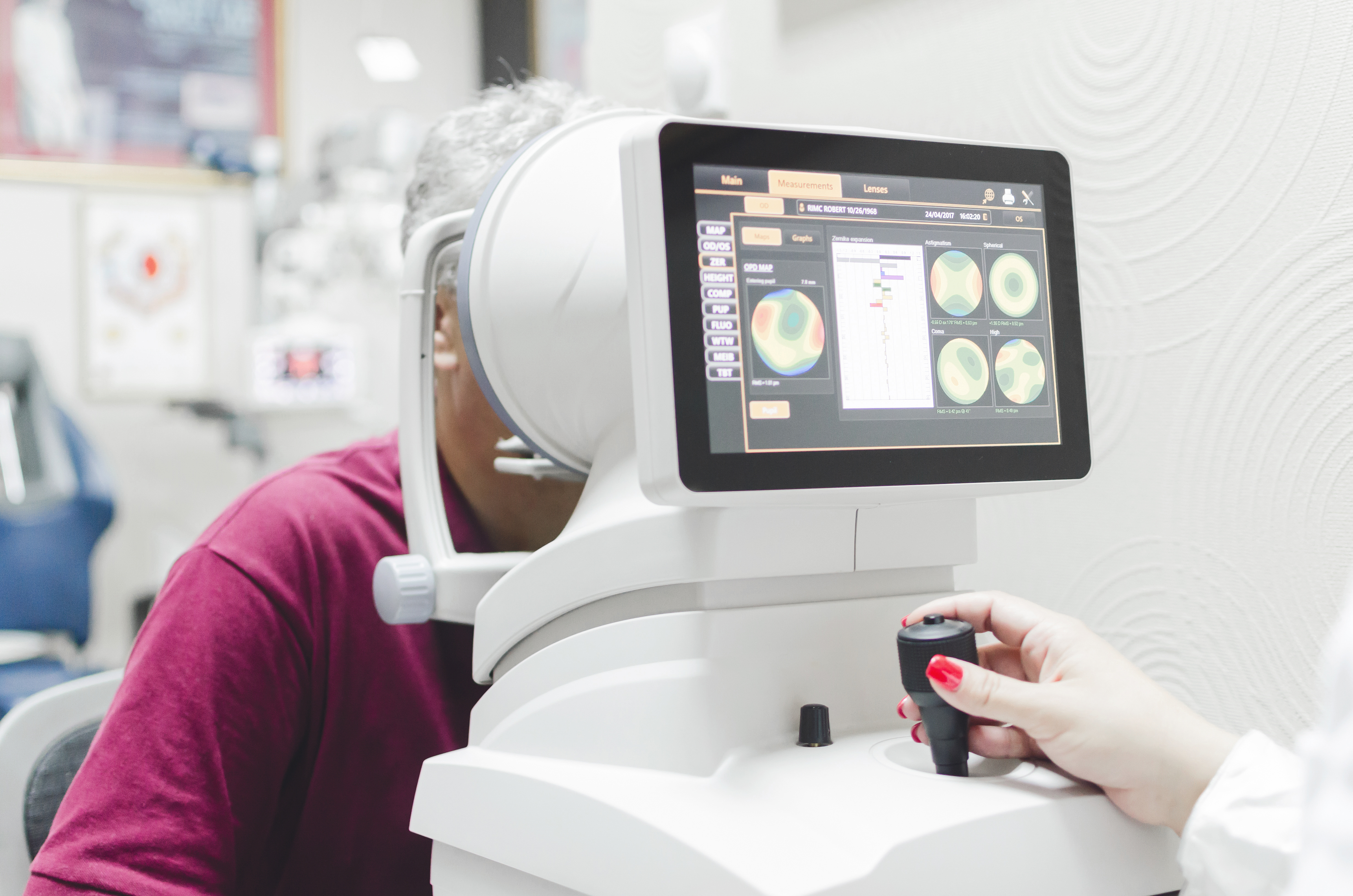 Patient having an eye exam